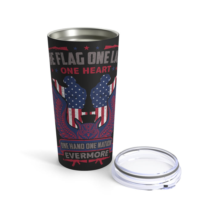 Proudly United: 20oz Black Military Design Tumbler - One Flag, One Land, One Heart