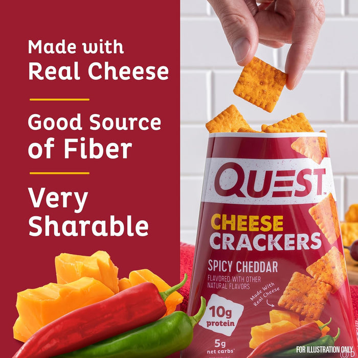 Quest Nutrition Cheese Crackers – Packable Crunch for Camping and Backpacking, Cheddar Blast 4-Count