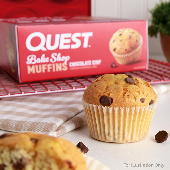 real chocolate chip pieces baked into a soft muffin texture