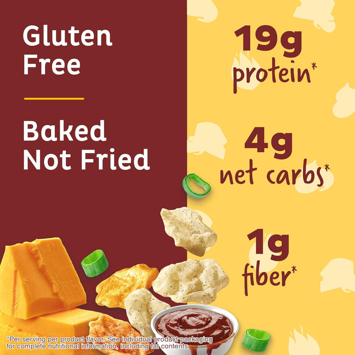 baked (not fried) crunchy chip format seasoned to taste like a classic salty snack