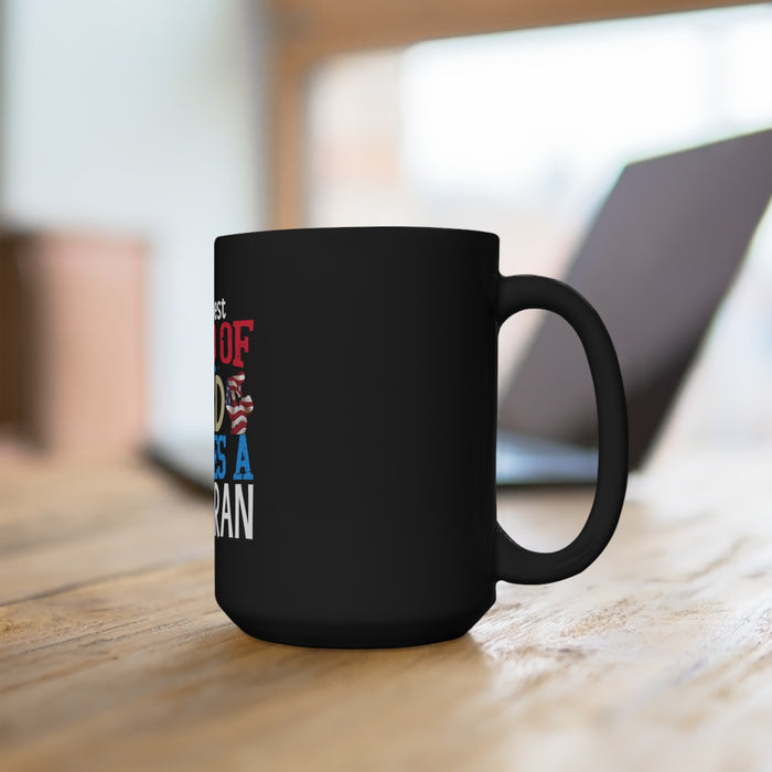 Raised by a Veteran, Forever Grateful: 15oz Military Design Black Mug
