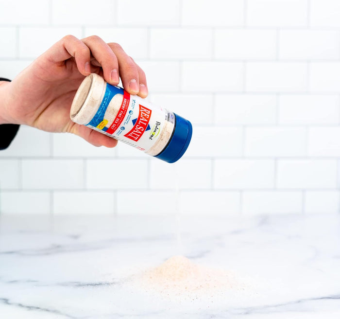 available in two sizes: 4.75 oz shaker and 10 oz refill pouch