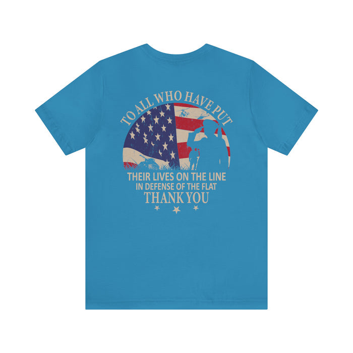 Saluting Sacrifice: Thank You to All Who Defend the Flag Military T-Shirt