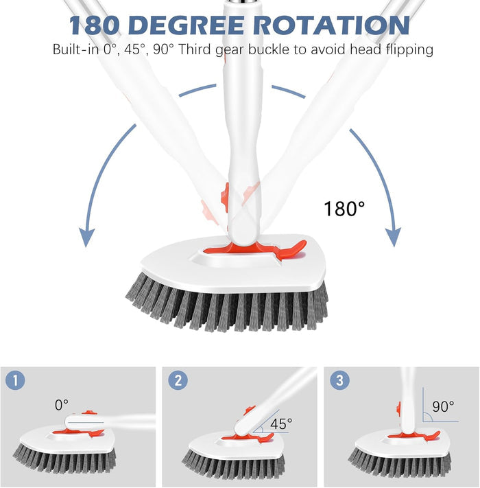 lockable rotating head at 45°, 90°, and 180° angles for multi-surface reach