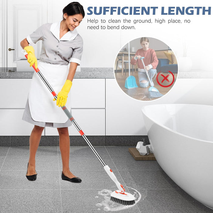 SetSail Tile Tub Scrubber – Ergonomic 52-inch Handle for Arthritis Sufferers, 3-in-1 Detachable Heads