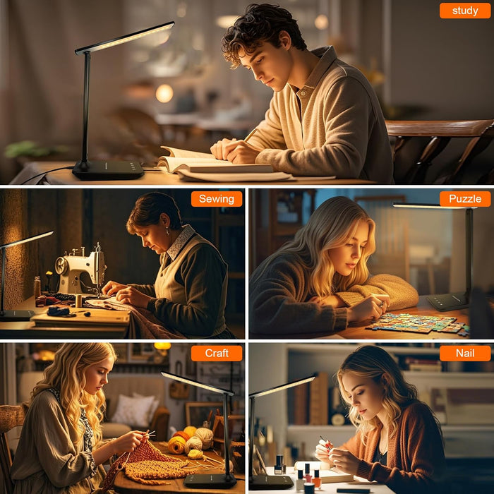 shinelife Folding LED Desk Light – Clean Black or White Finish, Compact Lamp for Clutter-Free Workspaces