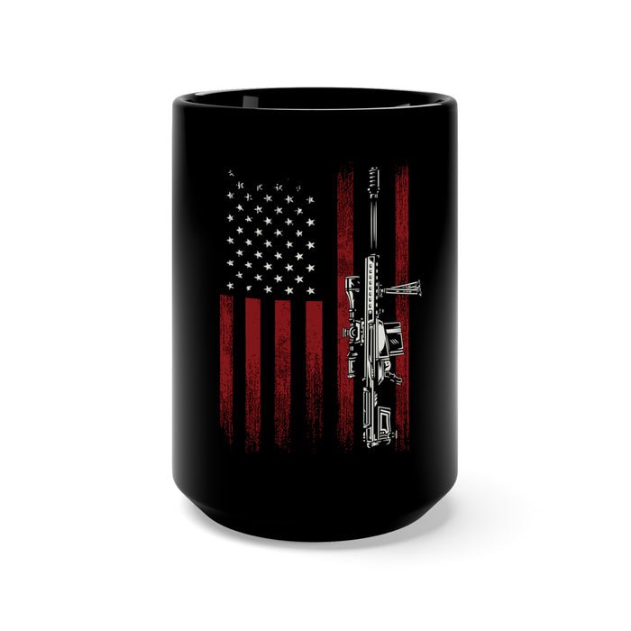 Stealth and Sacrifice: 15oz Military Design Black Mug - Honoring the Veteran Sniper's Silent Service