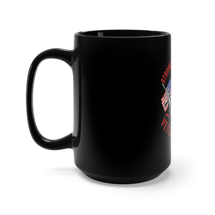 Strong and Fearless: 15oz Military Design Black Mug - Saluting Veterans on Their Special Day