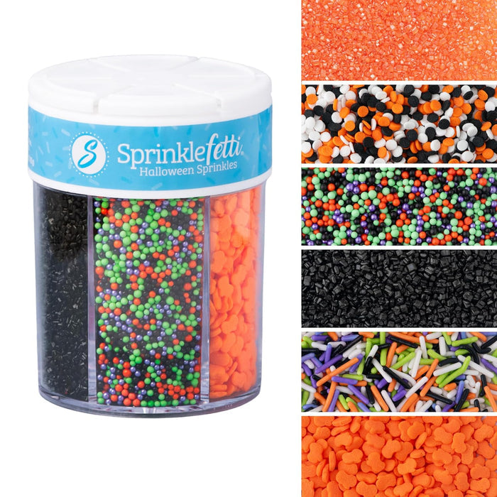 6-cell compartmentalized jar with individual flip-top lids for each sprinkle type