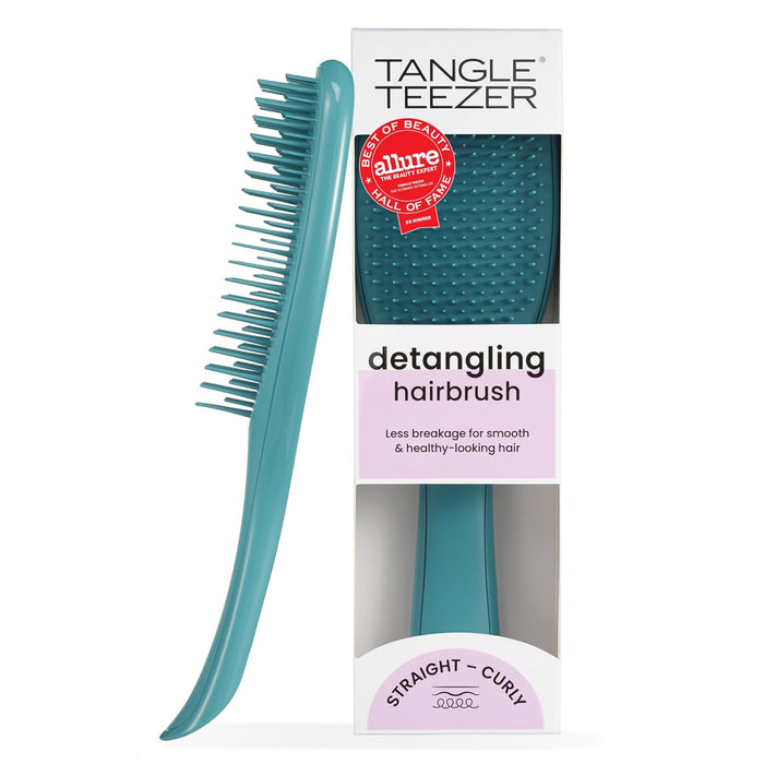 patented two-tiered teeth technology combining long flexible detangling teeth with short smoothing teeth