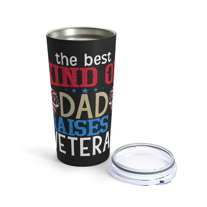 The Patriotic Father: 20oz Black Military Design Tumbler - Raising the Best Kind of Veteran