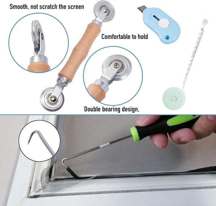 utility knife and tape measure included for on-the-spot sizing and trimming