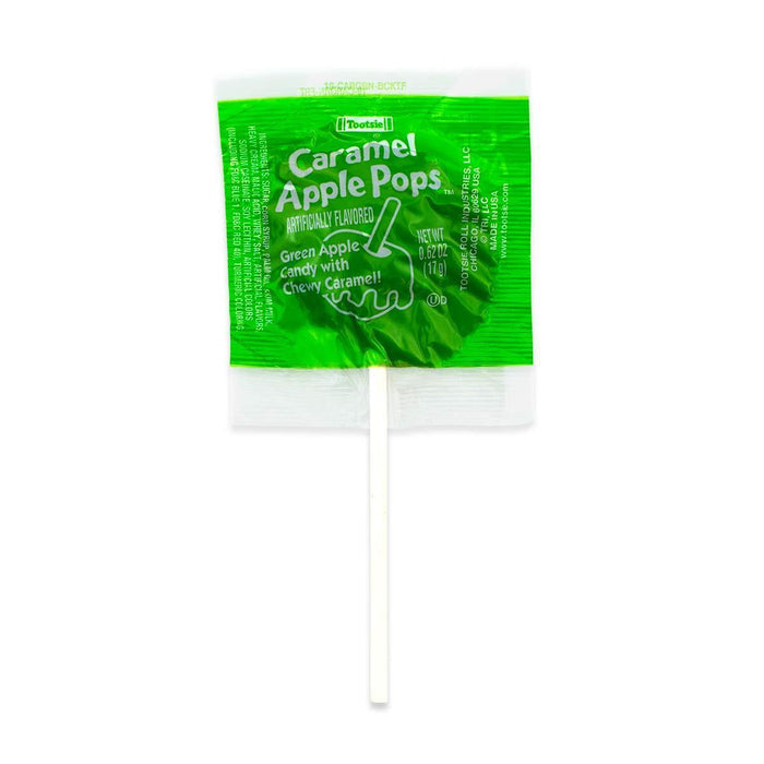 Tootsie Roll Caramel Apple Candy Pops – Kosher Halloween Bowl and Classroom Reward Jar, 48 Wrapped Suckers