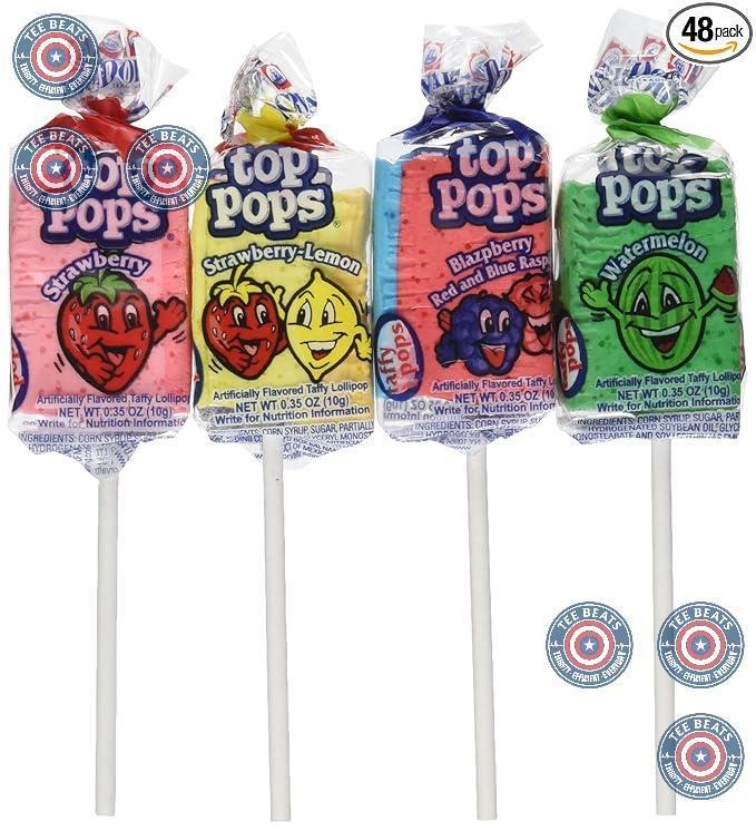 four assorted fruit flavors: blazpberry (red and blue raspberry), strawberry, watermelon, and strawberry/lemon