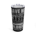 Triumph in Adversity: 20oz Black Military Design Tumbler - Celebrating Brave Soldiers