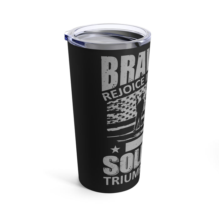 Triumph in Adversity: 20oz Black Military Design Tumbler - Celebrating Brave Soldiers