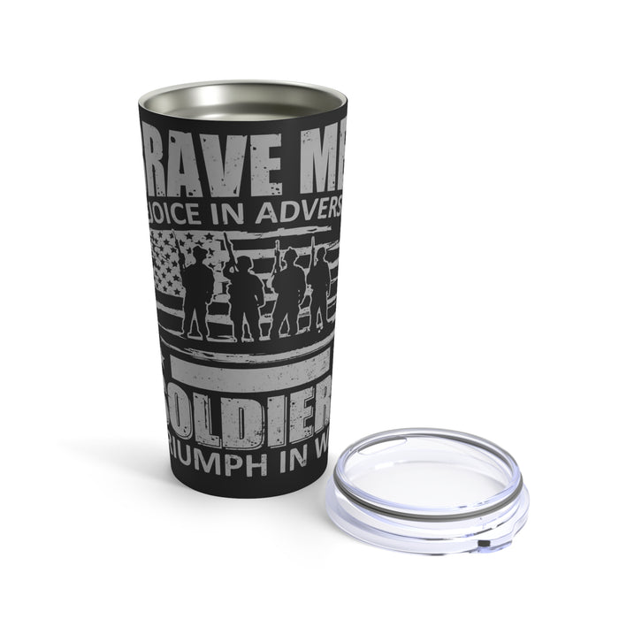 Triumph in Adversity: 20oz Black Military Design Tumbler - Celebrating Brave Soldiers