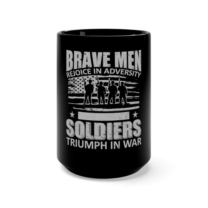 Triumph in War: 15oz Black Military Design Mug - Honoring Brave Soldiers