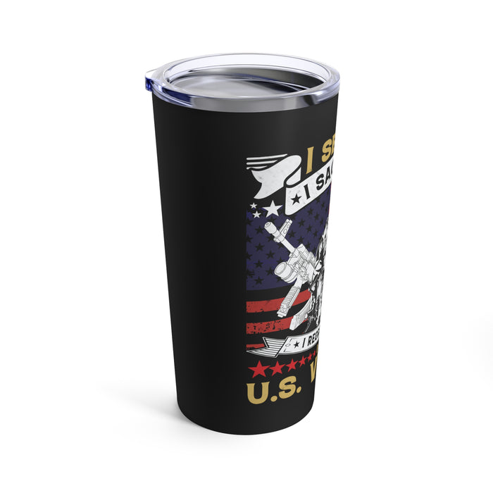 Unapologetic U.S. Veteran: 20oz Black Military Design Tumbler - 'Served, Sacrificed, and No Regrets'