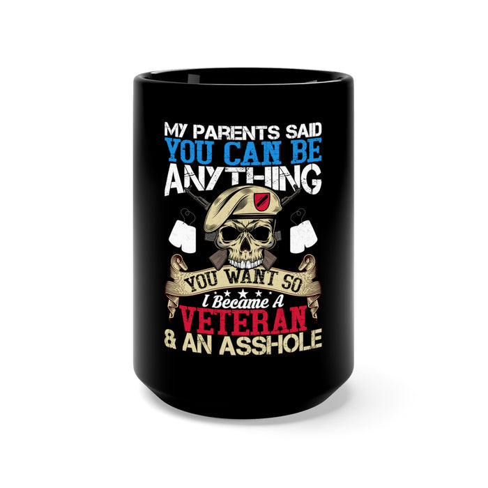 Unapologetic Veteran: 15oz Black Military Design Mug - Embracing My True Colors