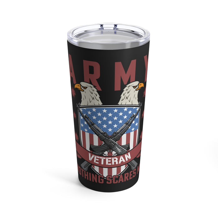 Unbreakable Valor: 20oz Black Military Design Tumbler - Army Veteran, Fearless and Fearless