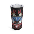 Unbreakable Valor: 20oz Black Military Design Tumbler - Army Veteran, Fearless and Fearless