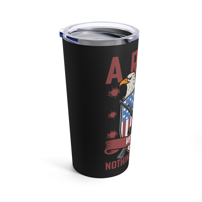 Unbreakable Valor: 20oz Black Military Design Tumbler - Army Veteran, Fearless and Fearless