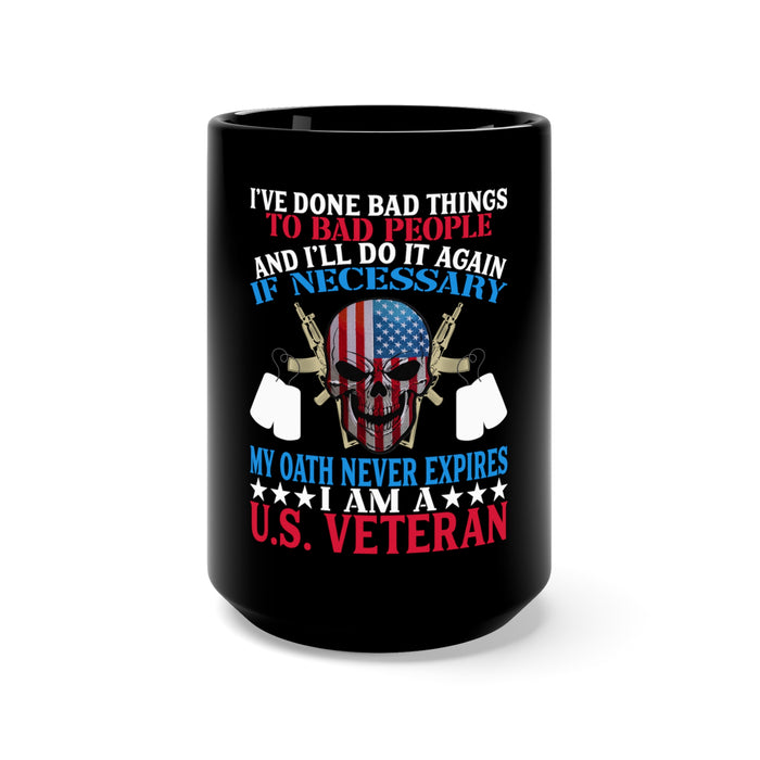Unyielding Valor: 15oz Black Military Design Mug - I've Faced Darkness, My Oath Endures