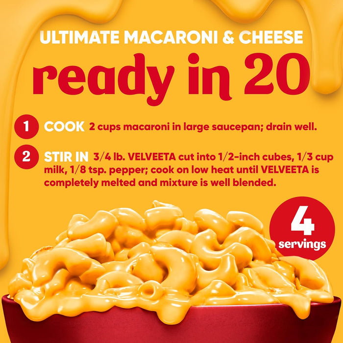 Velveeta Original Cheese Block – Easy Weeknight Dinner Staple for Busy Parents and Kids, 16 oz