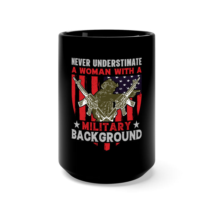 Warrior Within: 15oz Black Military Design Mug - Unleash the Strength of a Woman Veteran