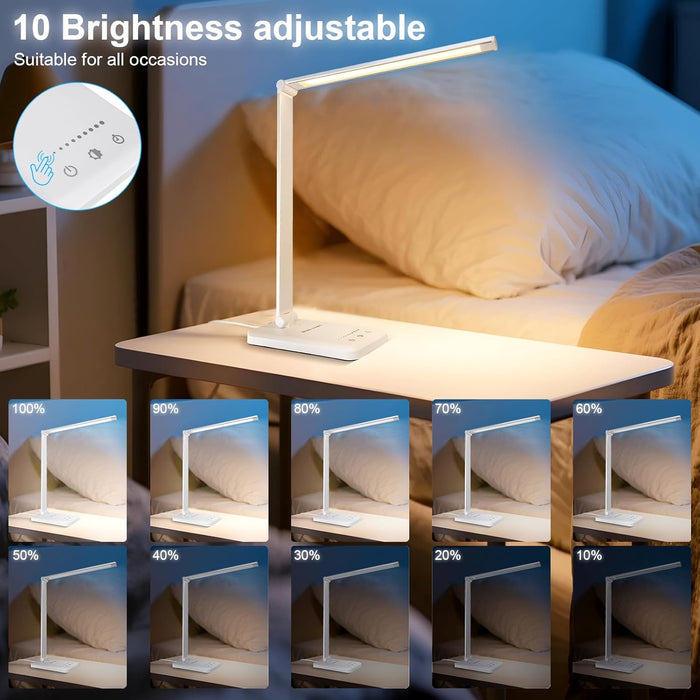 White crown Slim Folding Table Lamp – Simple Dimmable Light for a Less-Is-More Workspace