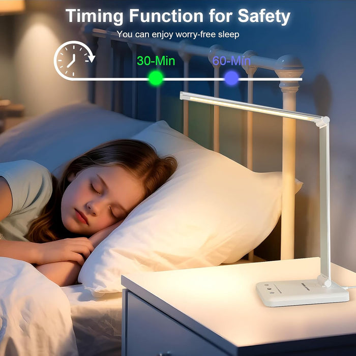 White crown Slim Folding Table Lamp – Simple Dimmable Light for a Less-Is-More Workspace