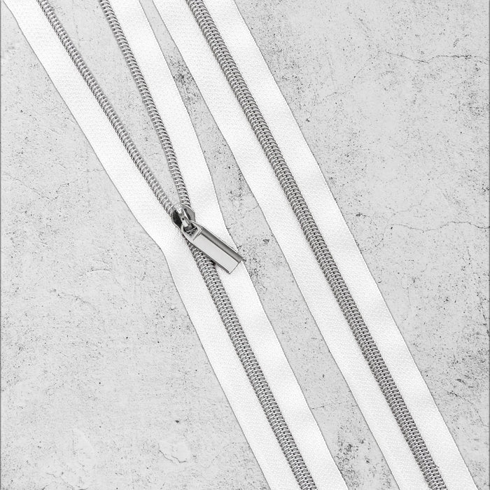 White Zippers By The Yard