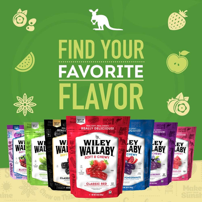 Wiley Wallaby Green Apple Licorice – Resealable 10 oz Bag for Playdates, Lunchboxes & After-School Snacks