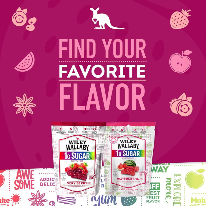 Wiley Wallaby Watermelon Licorice – Diabetic-Friendly Chewy Candy for Mindful Snacking