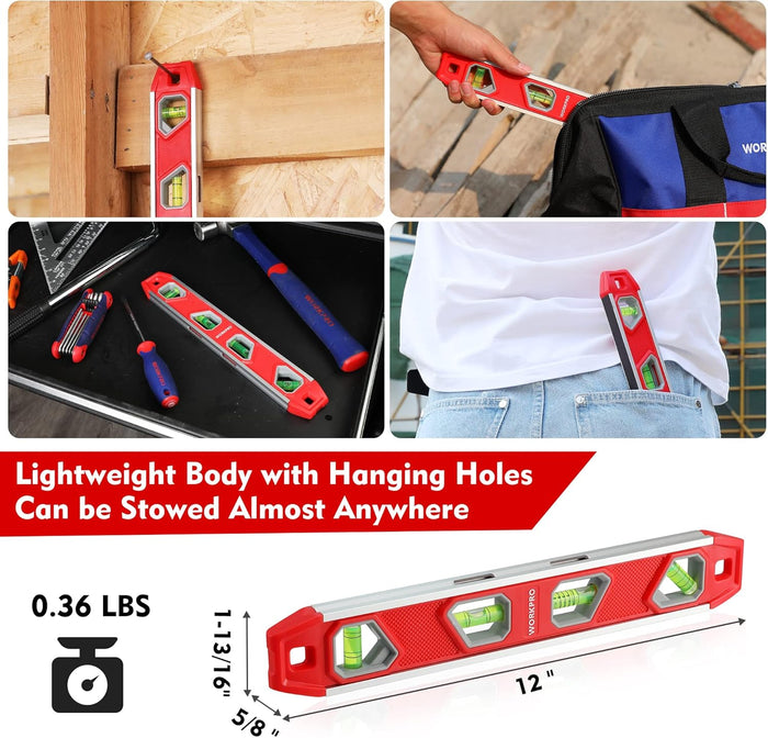 top-view sight windows and a tapered 12" body that fits a tool pouch or pocket