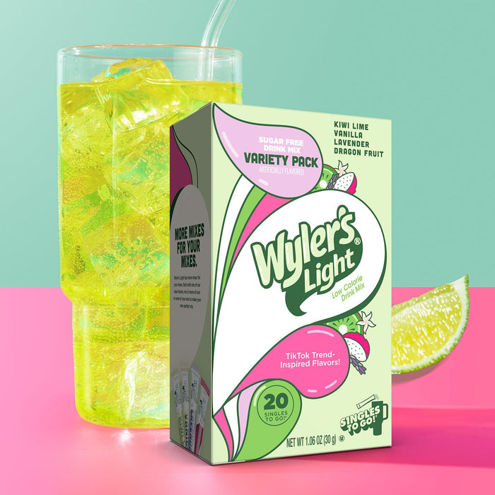 four flavors in the watertok fun variety: pink wedding cake, bubble gum, butterfly dream, cosmic superhero