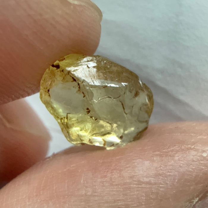 Yellow Tourmaline Crystal, 3.35ct, VVS-IF, Tanzania, Untreated Unheated. Flattish shape