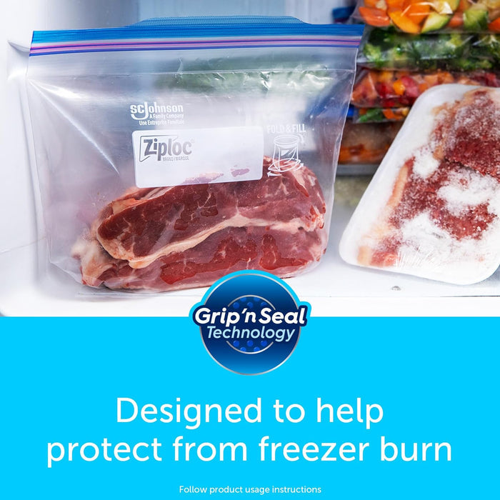 Ziploc Freezer Bags with Stay Open Design – Lunch Packing and Freezer Meal Storage for Parents