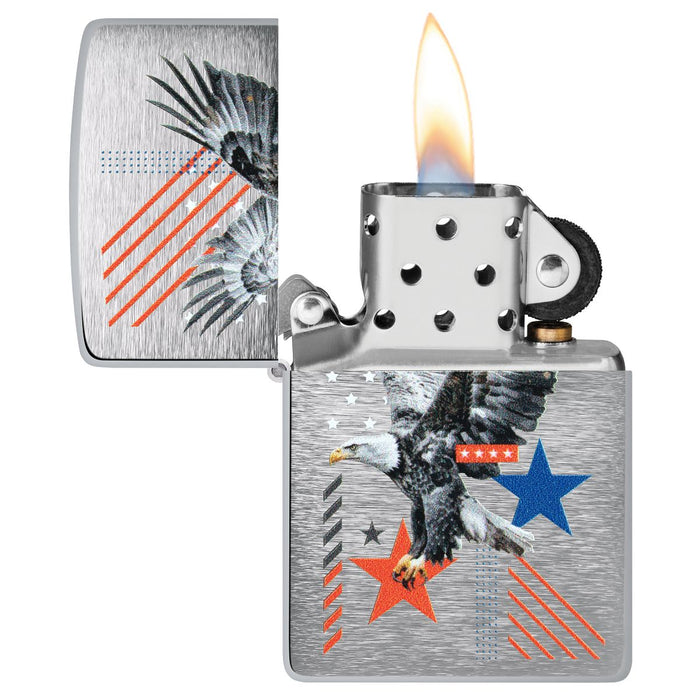 Zippo Lighter: Abstract Americana Design - Brushed Chrome 46820