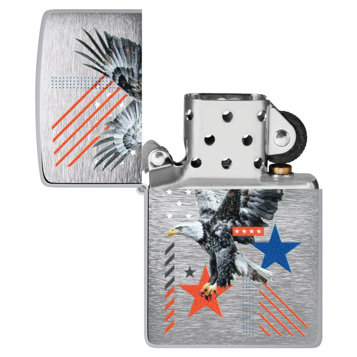 Zippo Lighter: Abstract Americana Design - Brushed Chrome 46820