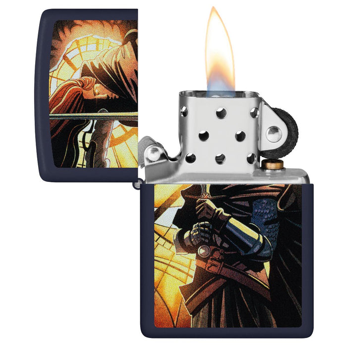 Zippo Lighter: Abstract Medieval Knight - Navy Matte 46833