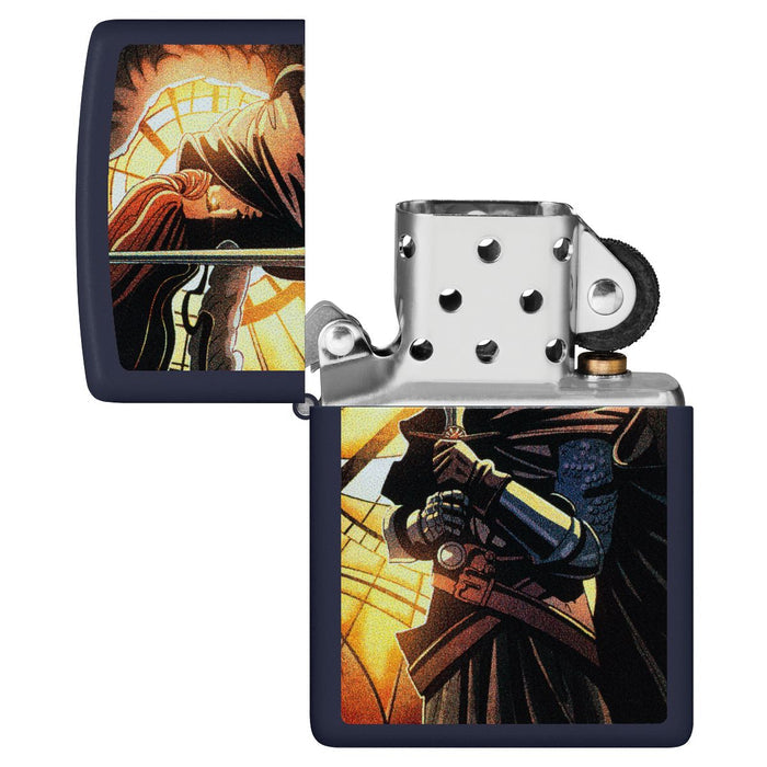 Zippo Lighter: Abstract Medieval Knight - Navy Matte 46833