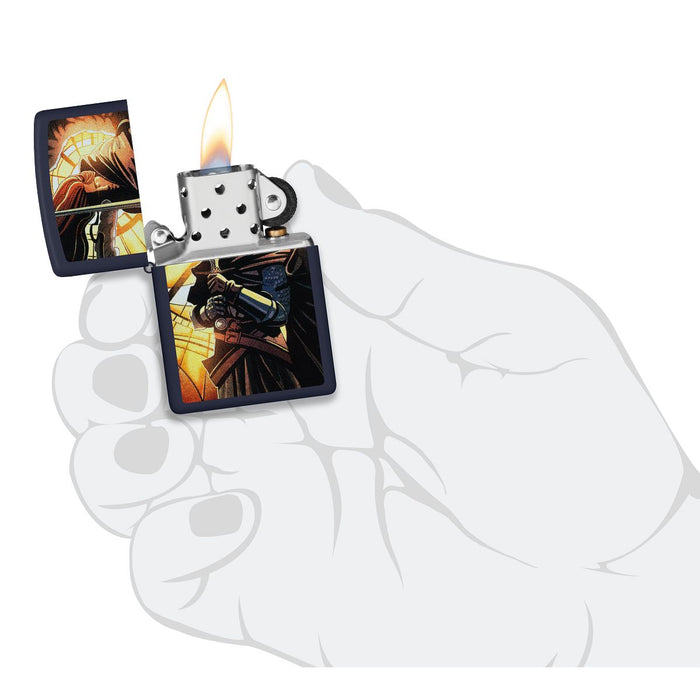 Zippo Lighter: Abstract Medieval Knight - Navy Matte 46833