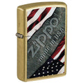 Zippo Lighter: American Flag and Metal - Street Brass 81727