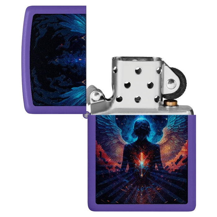 Zippo Lighter: Angel Design - Purple Matte 46612