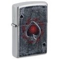 Zippo Lighter: Antiqued Ace Design - Brushed Chrome 47185