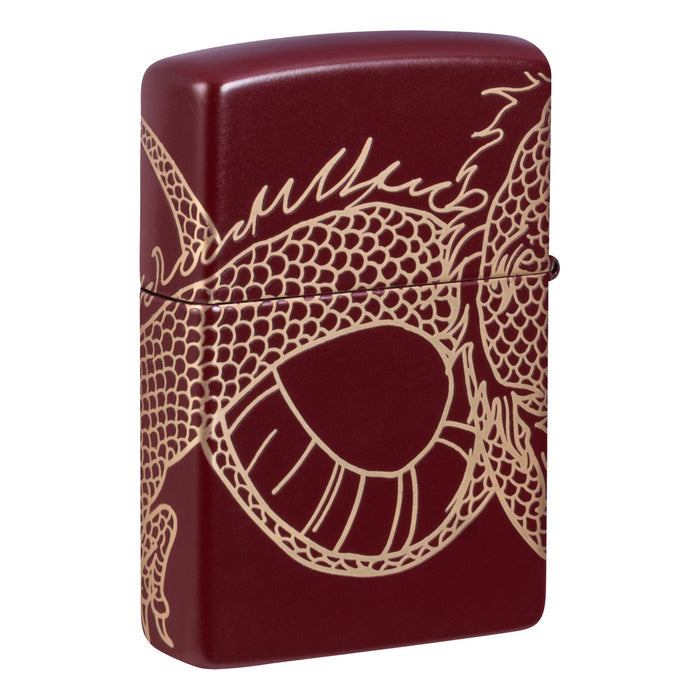 Zippo Lighter: Asian Dragon, Laser Engraved 360 - Merlot 81827