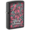 Zippo Lighter: Blazy Susan Roses Design - Black Matte 47192