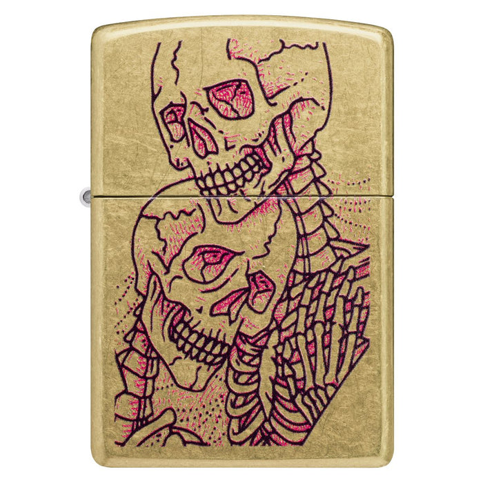 Zippo Lighter: Bony Embrace Design - Street Brass 47149